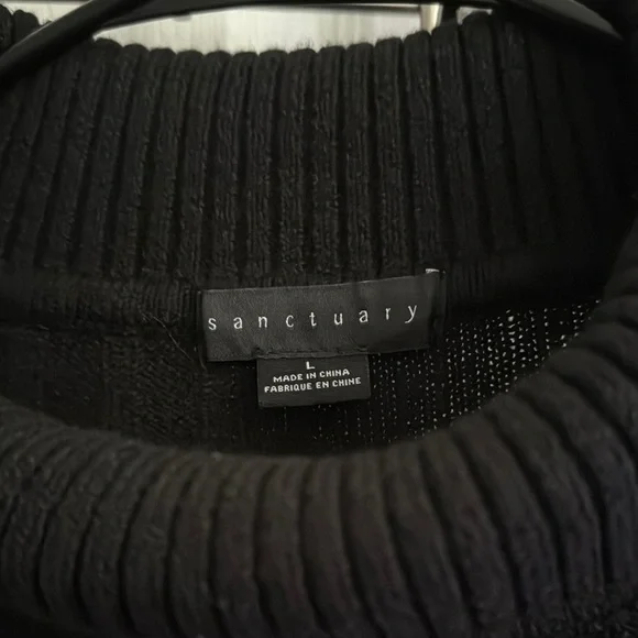 Black Ribbed Turtleneck Sweater Dress - Picture 2 of 4